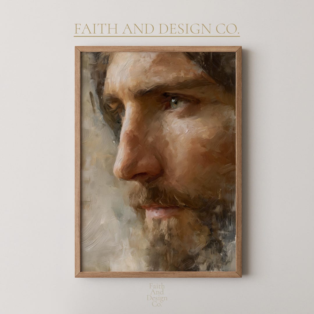 Face of Christ Portrait Print – Peaceful Christian Wall Art (digital ...