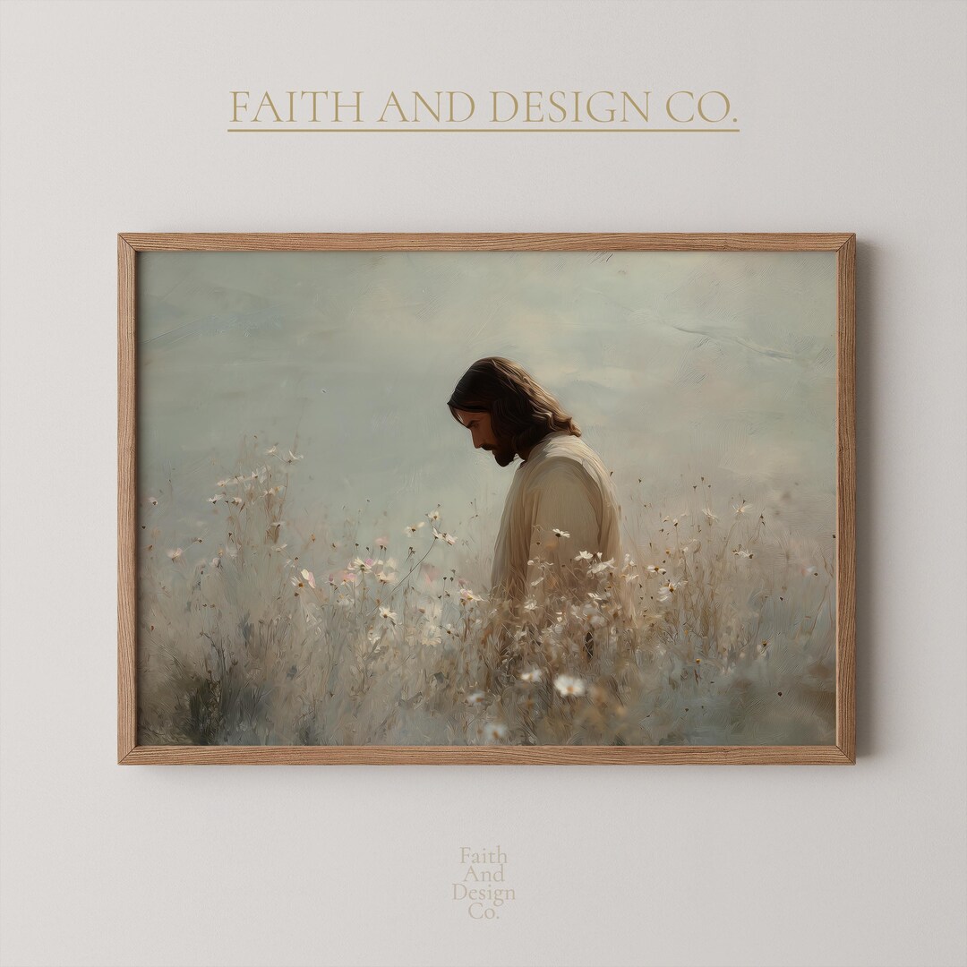 Jesus Wildflower Field Print – Peaceful Christian Wall Art (digital ...