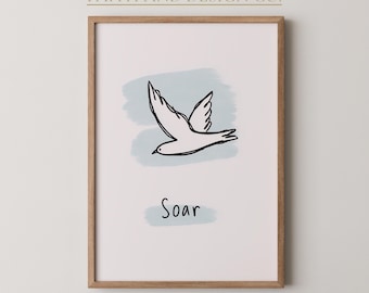 イザヤ書40章31節　鷲の翼のプリント – キリスト教の鳥のアート、祈りの部屋（デジタルダウンロード）