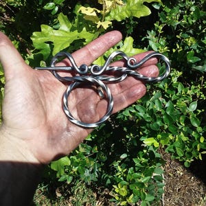 Hand Forged Viking / Celtic Ponytail Barrette with Large Hairpin