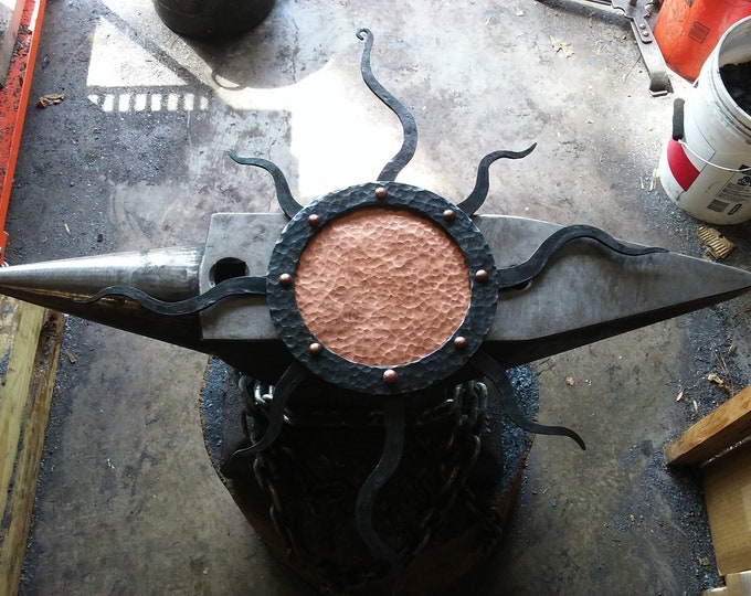 Featured listing image: Hand Forged Large Iron and Copper Sun