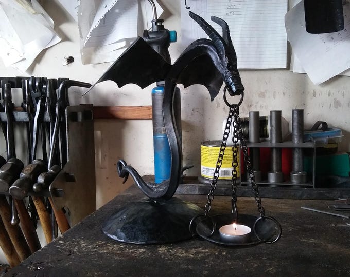 Featured listing image: Hand Forged Hanging Dragon Bowl Sculpture