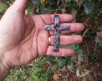Small Hand Forged Medieval Backsmith's Cross Pendant