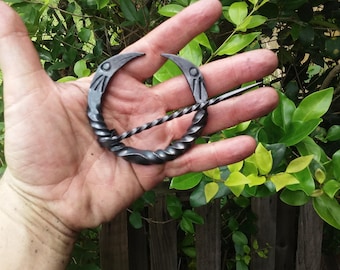 Hand forged Viking Raven cloak pin / penannular brooch