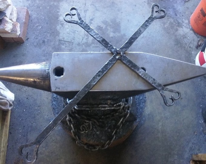 Featured listing image: Giant Hand Forged Heart Finial Blacksmith's Cross