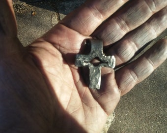 Small Hand Forged Medieval Backsmith's Cross Pendant