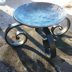 Extra Large Hand forged medieval standing steel bowl