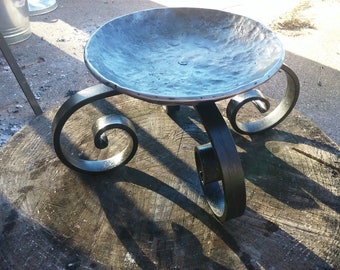 Extra Large Hand forged medieval standing steel bowl