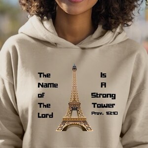 The Name of The Lord is a Strong Tower Hoodie, Bible Verse Apparel, Faith, Christian Women Clothing, Religious, Sweatshirt, Christian Gifts