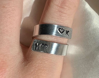 wrapped initial stamped ring