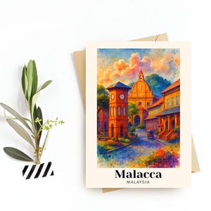 Carte postale de voyage à Malacca, Malaisie - Carte de voeux - Monuments et bâtiments du patrimoine, téléchargement numérique - Souvenir ou cadeau pour les voyageurs
