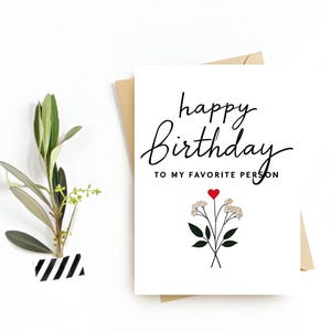 Favourite Person Birthday Card, Boyfriend Birthday Card, Cute Birthday Card To Husband, Birthday Card For Him, Her, Girlfriend Birthday Card