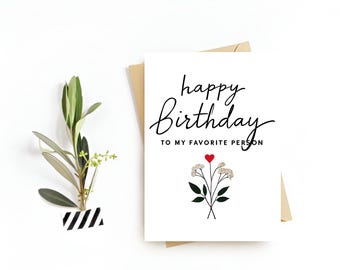 Carte d'anniversaire de la personne préférée, carte d'anniversaire petit ami, jolie carte d'anniversaire pour mari, carte d'anniversaire pour lui, elle, carte d'anniversaire petite amie