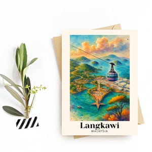 Reisbriefkaart Langkawi, Maleisië – wenskaart – tropisch landschap en eilandlandschap, digitale download – souvenir of cadeau voor reizigers