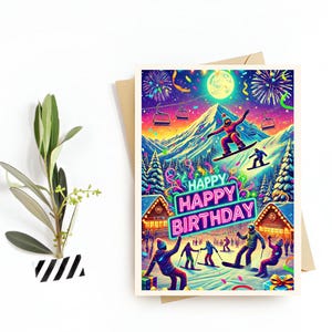 Snowboarding Birthday Card, Happy Birthday Snowboarding Birthday Card, Gift, Postcard Sport, Gift Card, Happy Birthday Card