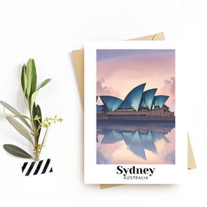 Sydney, Australia Pocztówka Podróżnicza - Kartka Z Pozdrowieniami - Kultowe Zabytki Ilustracja, Pobieranie Cyfrowe - Idealna Pamiątka lub Prezent dla Podróżujących