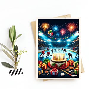 Eishockey Geburtstagskarte – Happy Birthday Eishockey Karte – Geschenk zum Thema Sport, Postkarte und Andenken für Jungen und Mädchen