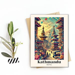 Kathmandu, Nepal Reise-Postkarte - Kultige Wahrzeichen Illustration, digitaler Download - Perfektes Souvenir oder Geschenk für Reisende
