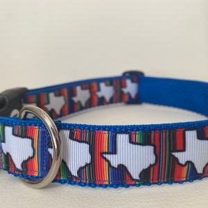 Texas Serape Dog Collar Dimensioni personalizzate Texas state Outline