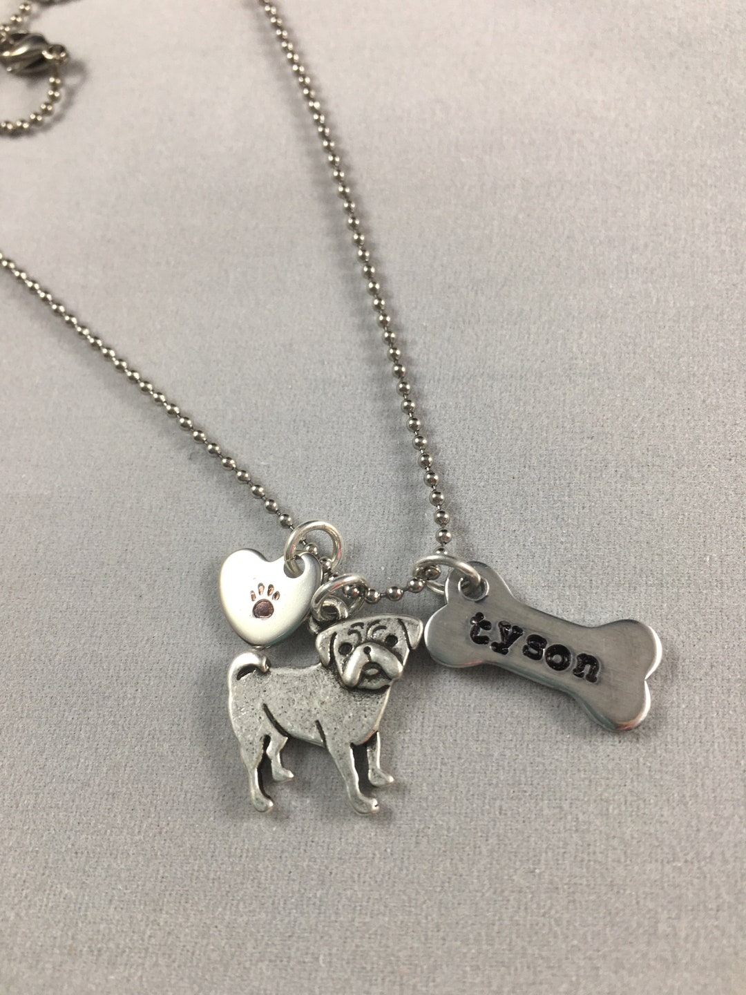Pug Custom Necklace Personalized Your Dog’s Name - Etsy