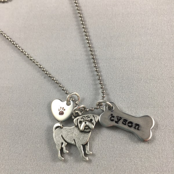 Pug Custom Necklace Personalized Your Dog’s Name