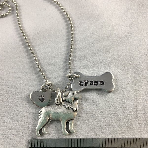 Australian Shepherd Custom Dog Necklace Personalized with your dog name herding dog