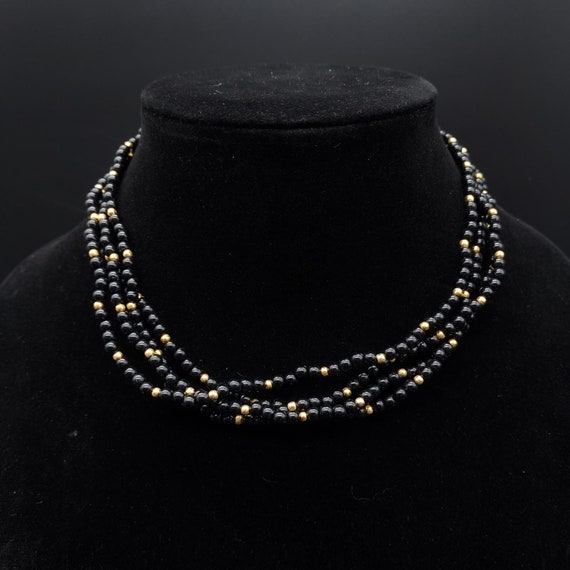Marvella Black Beaded Necklace Bracelet Set Vinta… - image 10