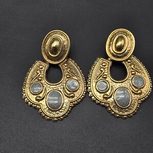 Door Knocker Clip On Earrings Chunky Gold Tone Vintage Jewelry