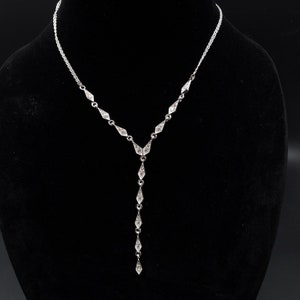Napier Y Pendant Necklace Rhinestone Silver Tone Vintage With Tags