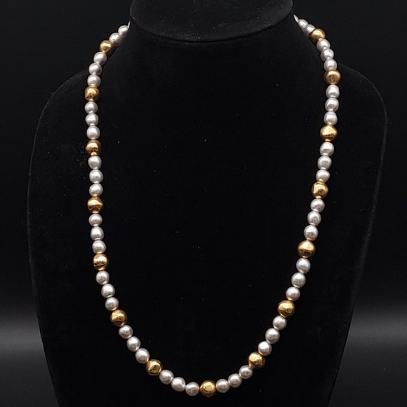 Napier Faux Pearl Gold Tone Beaded Necklace 24 In… - image 6