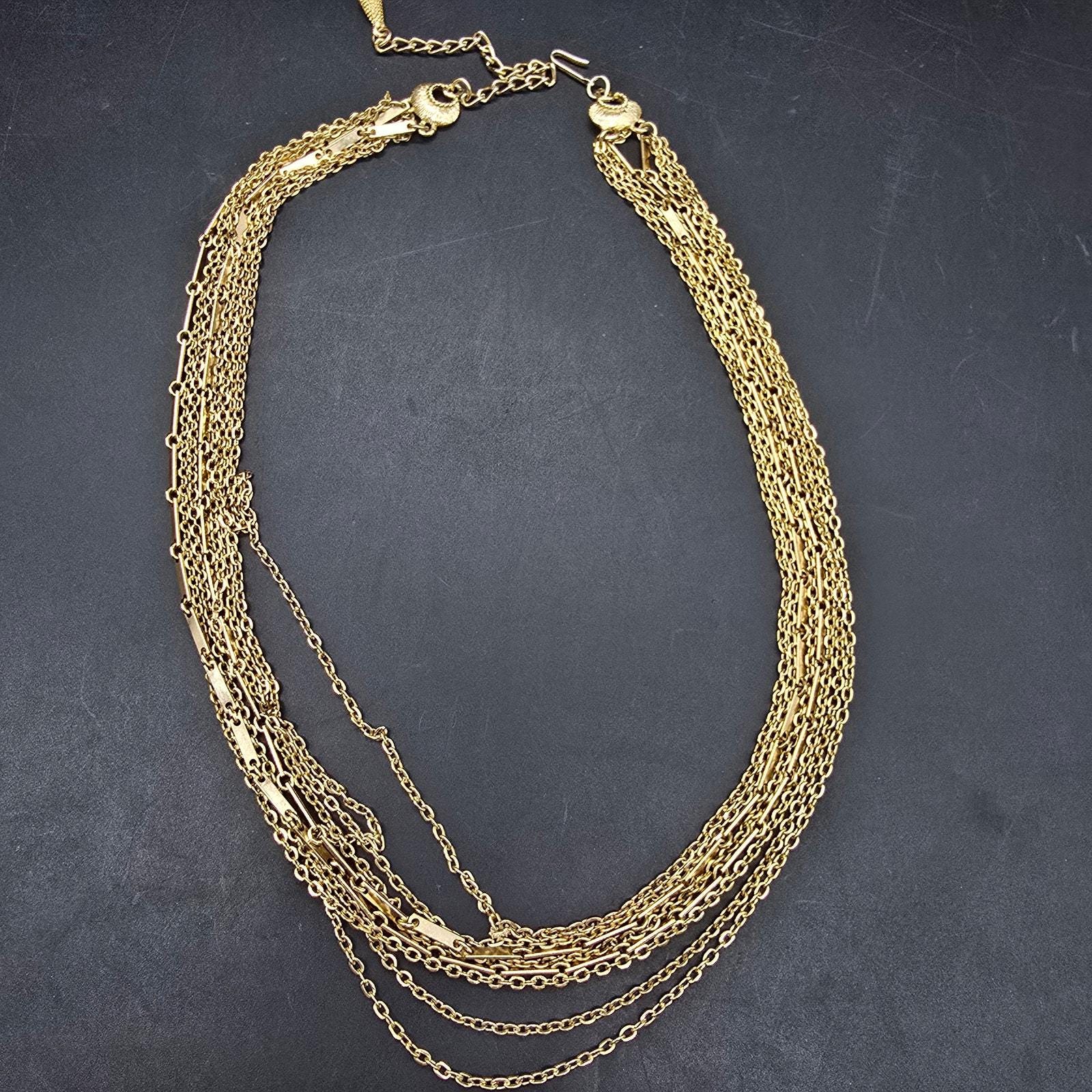 Vintage Layered Gold Tone Chain Necklace Costume Jewelry - Etsy