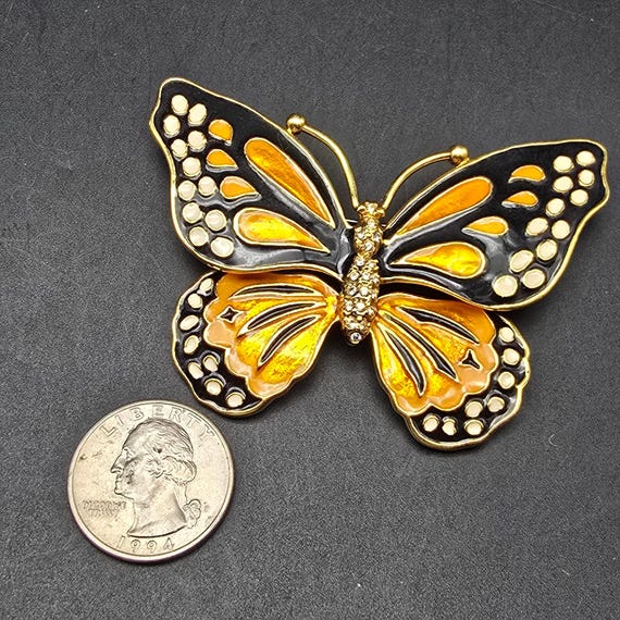Kenneth Jay Lane Monarch Butterfly Brooch KJL - image 6