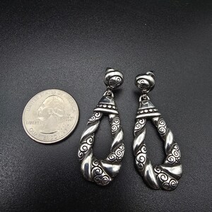 Brighton Bijoux Silver Tone Swirl Tear Drop Earrings Pierced Post image 6
