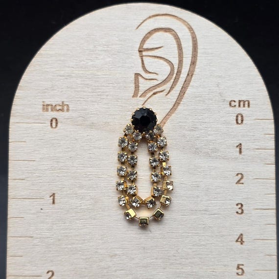 Black Clear Rhinestone Earrings Loop Dangle Drop … - image 2