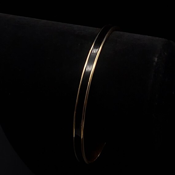 Napier Gold Tone Black Enamel Bangle Bracelet Vin… - image 6