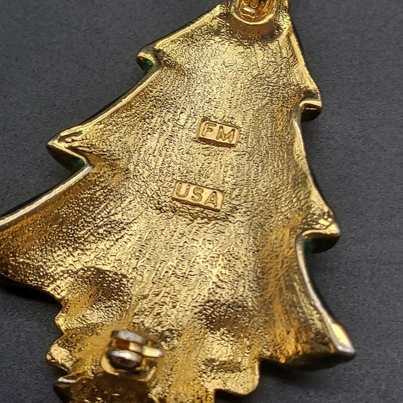Franklin Mint Christmas Tree Rhinestone Brooch Gr… - image 5