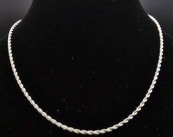 Lind Silver Plated Necklace Twisted Rope Chain 18 Inch