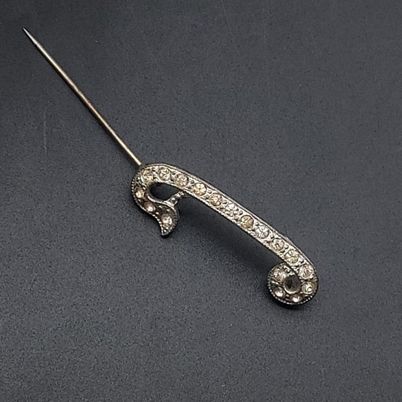 Rhinestone C-Clasp Brooch Safety Pin Shape Vintag… - image 5