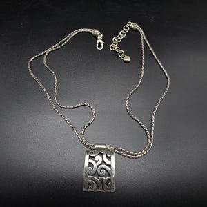 Brighton Silver Tone Swirl Pendant Necklace Double Chain image 7