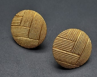 Monet Gold Tone Geometric Circle Earrings Pierced Ears Vintage Costume Jewelry