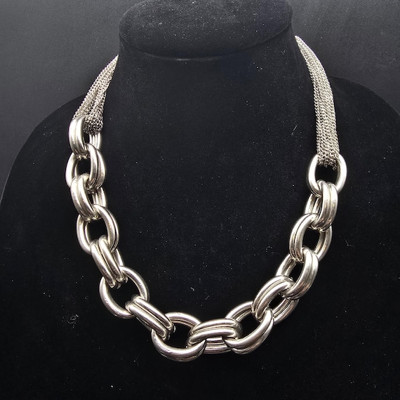 Chunky Silver Tone Chain Link Statement Necklace … - image 7