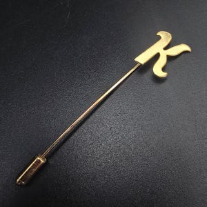 Vintage Gold Tone Letter K Initial Stick Pin Timeless Classic New Old Stock