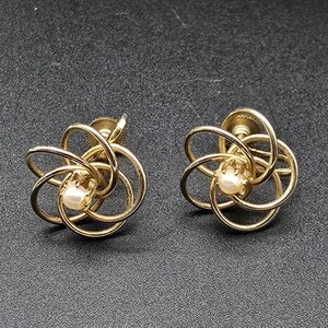 Faux Pearl Gold Tone Screw Back Earrings Vintage Costume Jewelry