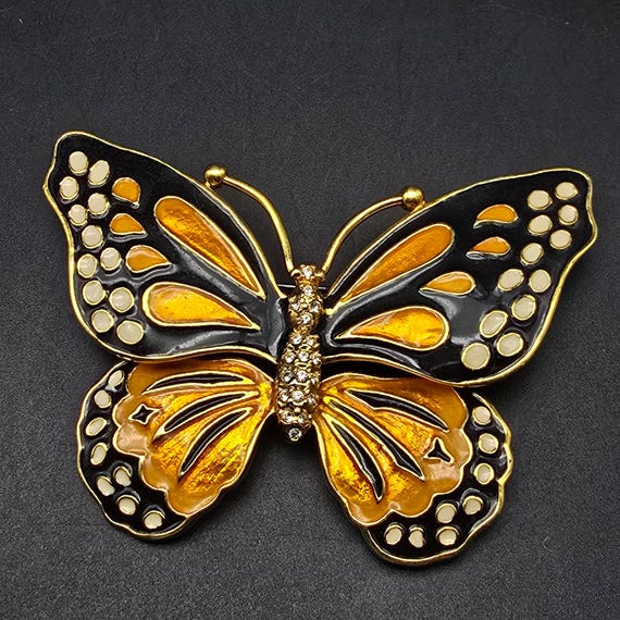 Kenneth Jay Lane Monarch Butterfly Brooch KJL - image 5