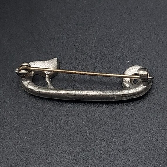 Rhinestone C-Clasp Brooch Safety Pin Shape Vintag… - image 3