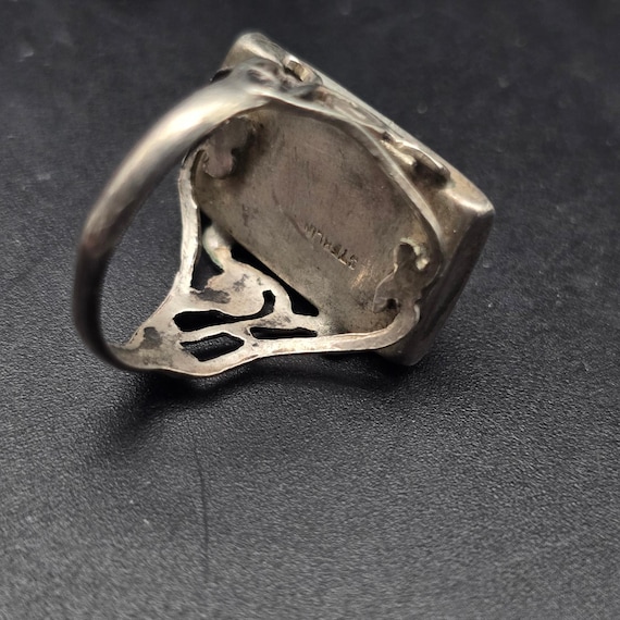 Sterling Silver Abalone Shell Ring Blistered Pear… - image 7