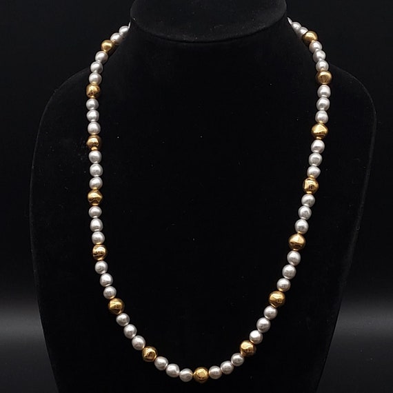 Napier Faux Pearl Gold Tone Beaded Necklace 24 In… - image 9