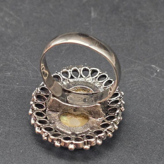 Vintage Abalone Shell Oval Ring Statement Size 10… - image 9