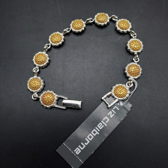Vintage Liz Claiborne Sunflower Link Bracelet Sil… - image 4