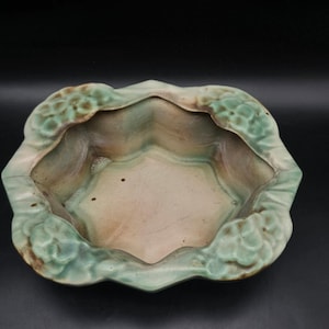 McCoy Rustic Line Planter Green Brown Vintage USA Pottery